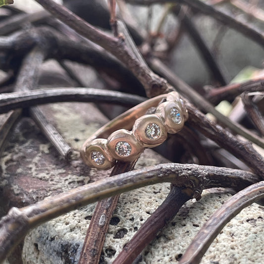9ct Rose Gold 3mm Diamond Pebble Ring
