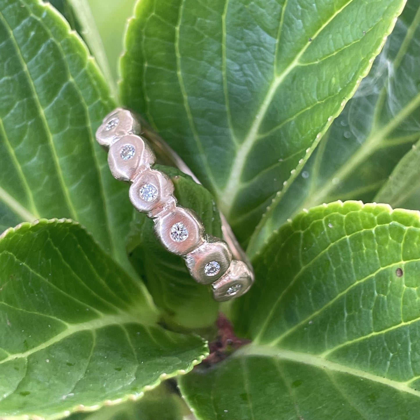 9ct Rose Gold 0.02mm Diamond Pebble Ring