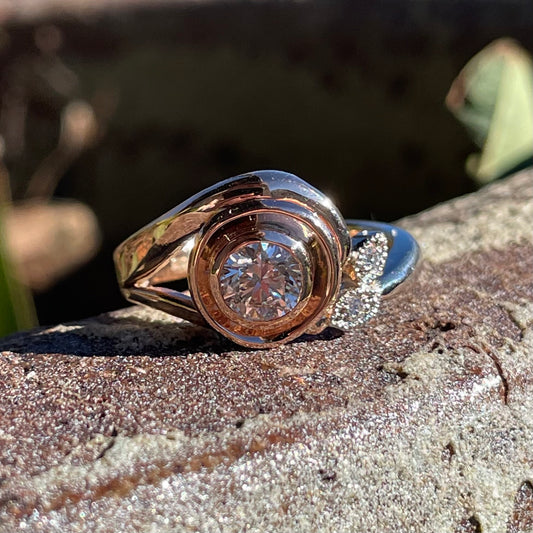 9ct Rose Gold and White Gold Diamond Ring