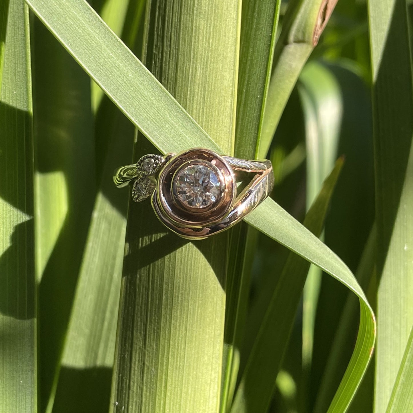 9ct Rose Gold and White Gold Diamond Ring