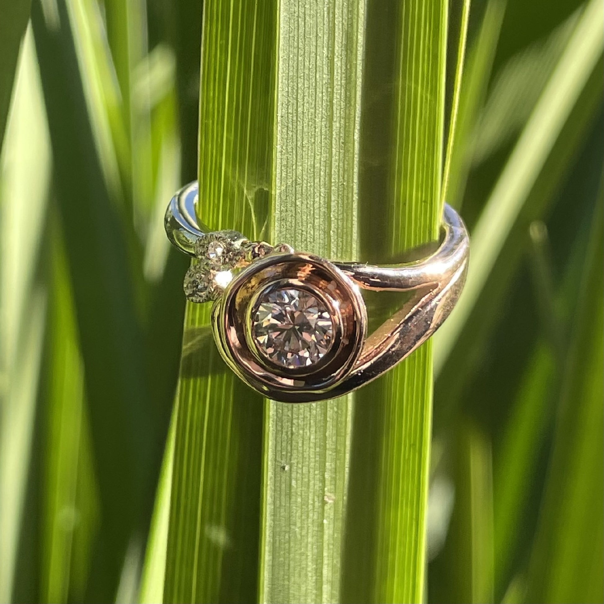 9ct Rose Gold and White Gold Diamond Ring
