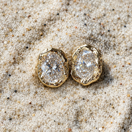 9ct Yellow Gold and Diamond Molten Studs