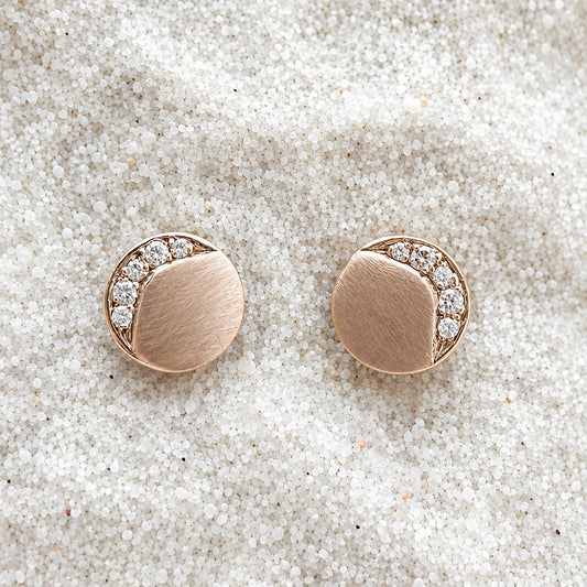 9ct Rose Gold and Diamond Disc Studs