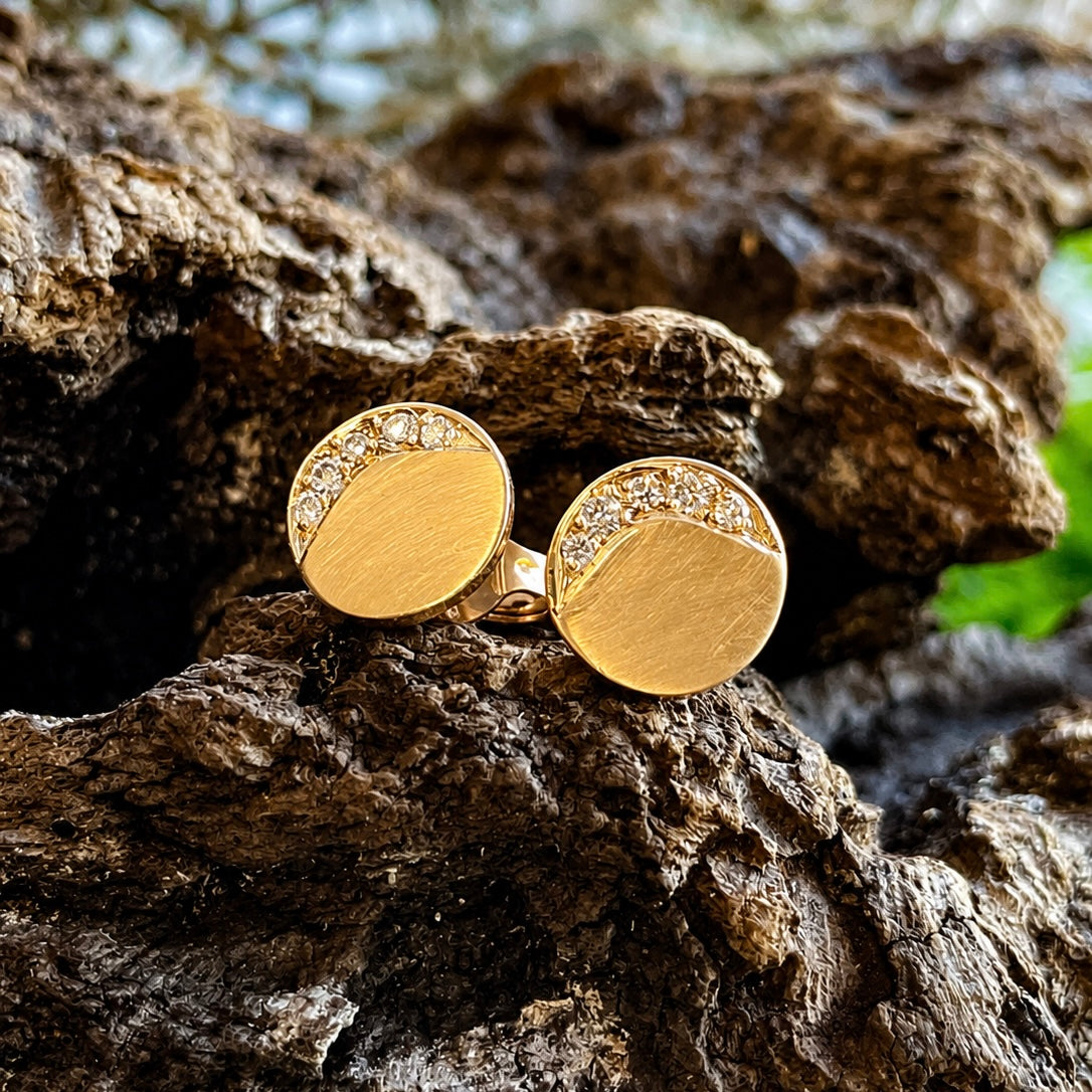 9ct Rose Gold and Diamond Disc Studs