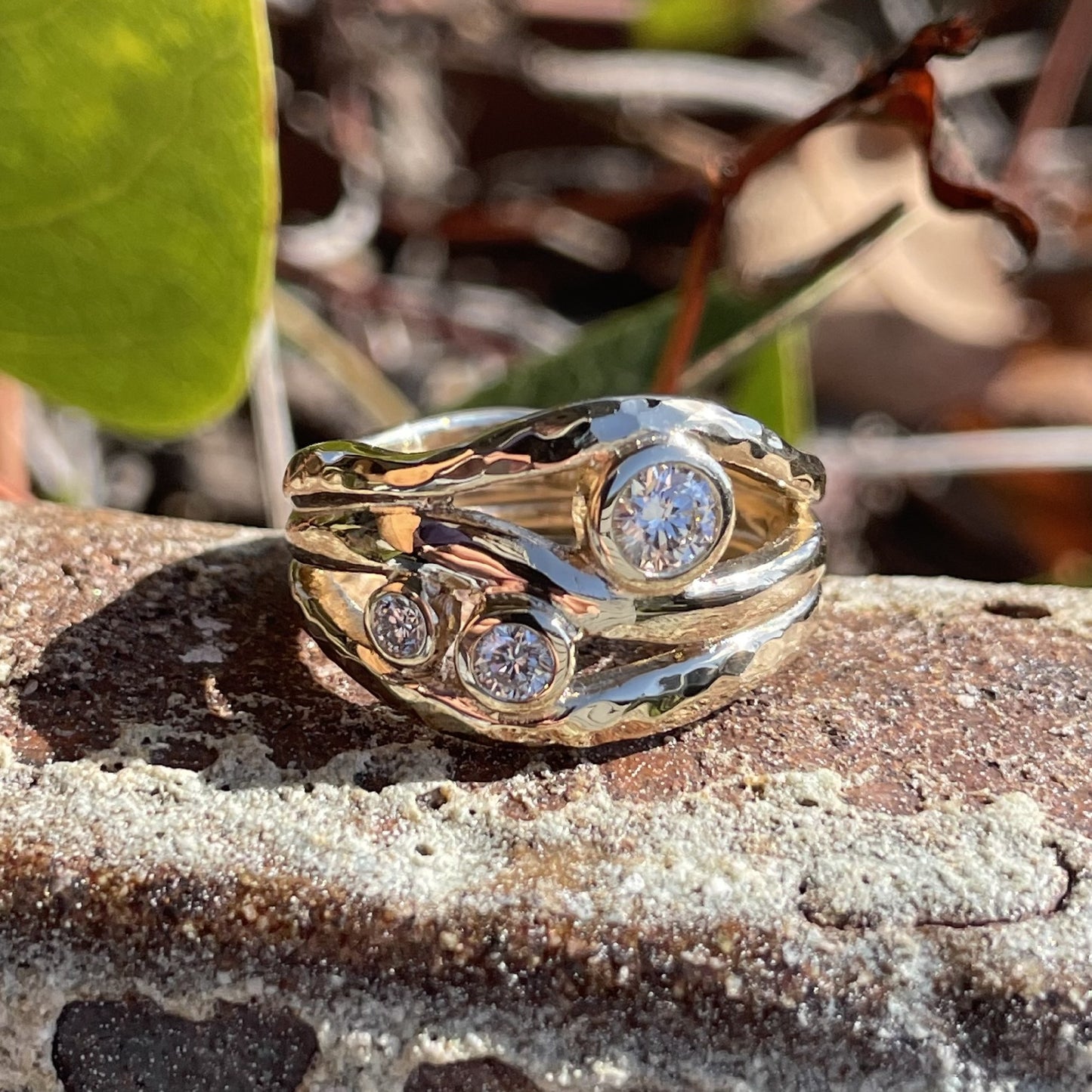 9ct Yellow Gold Diamond Wave Ring
