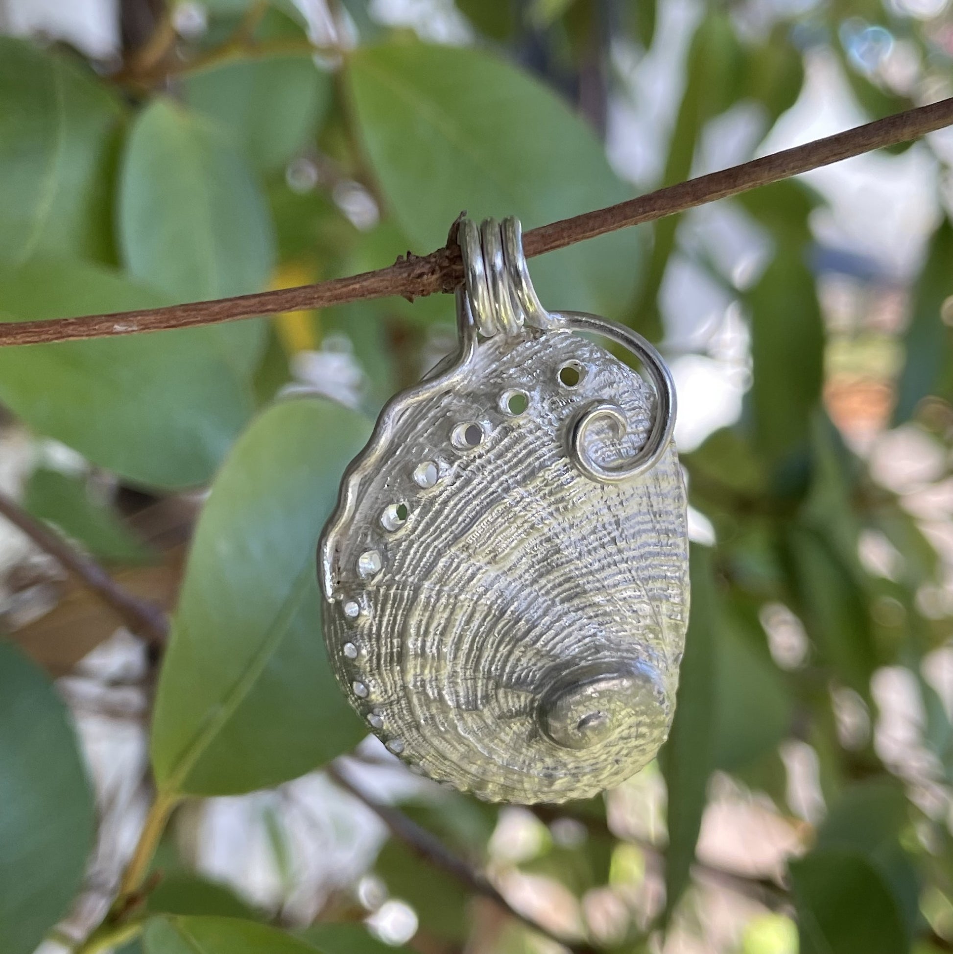 Sterling Silver Large Abalone Pendant