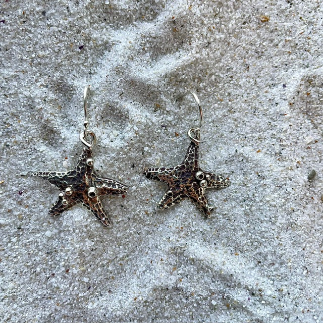 Sterling Silver Starfish Earrings on Hook