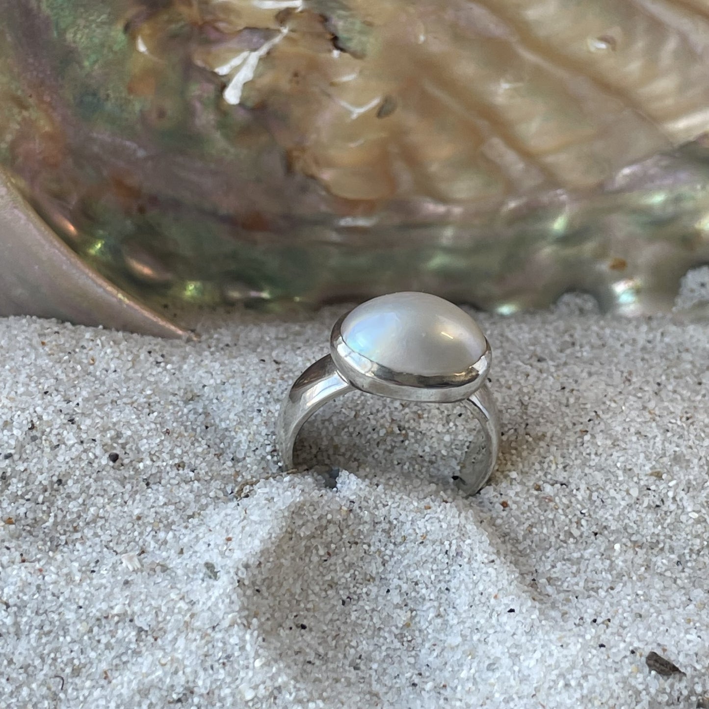 Sterling Silver Mabe Pearl Ring 