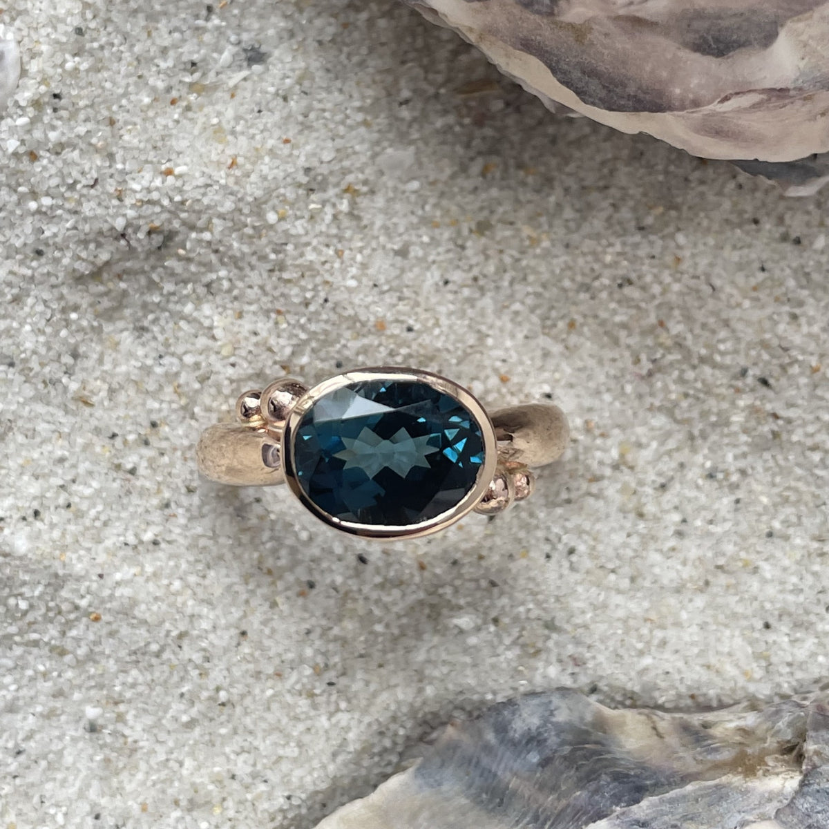 9ct Rose Gold London Blue Topaz Ring