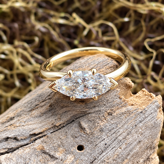 9ct Yellow Gold Marquise Diamond Ring