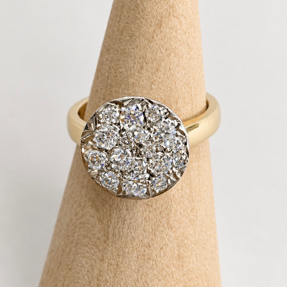9ct Yellow and White Gold Diamond Ring