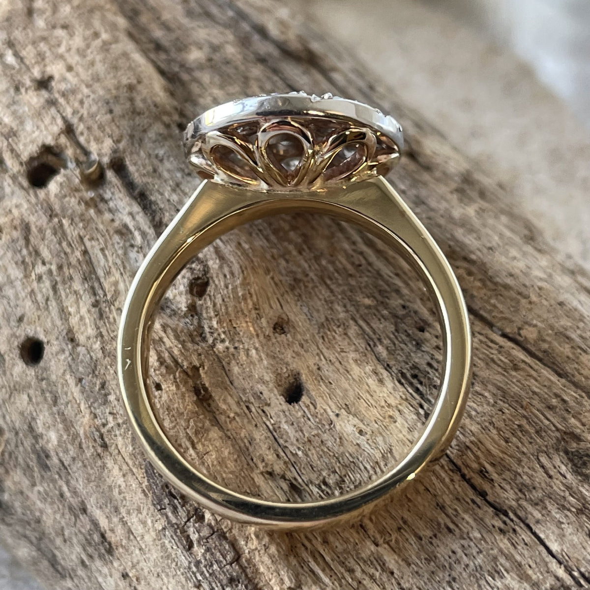 9ct Yellow and White Gold Diamond Ring