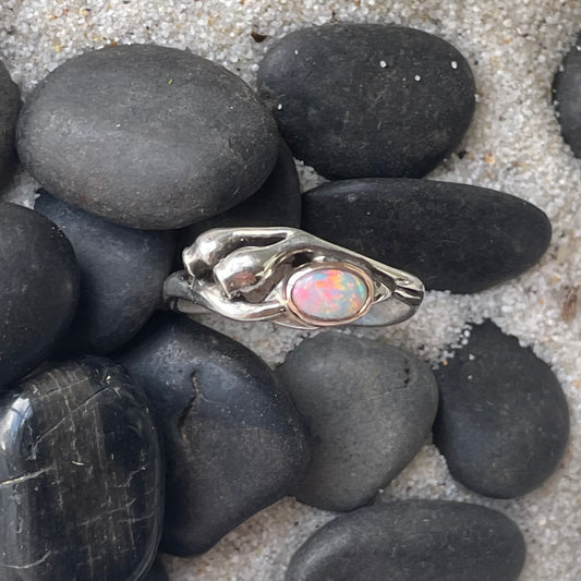 Sterling Silver and Opal Gumnut Ring