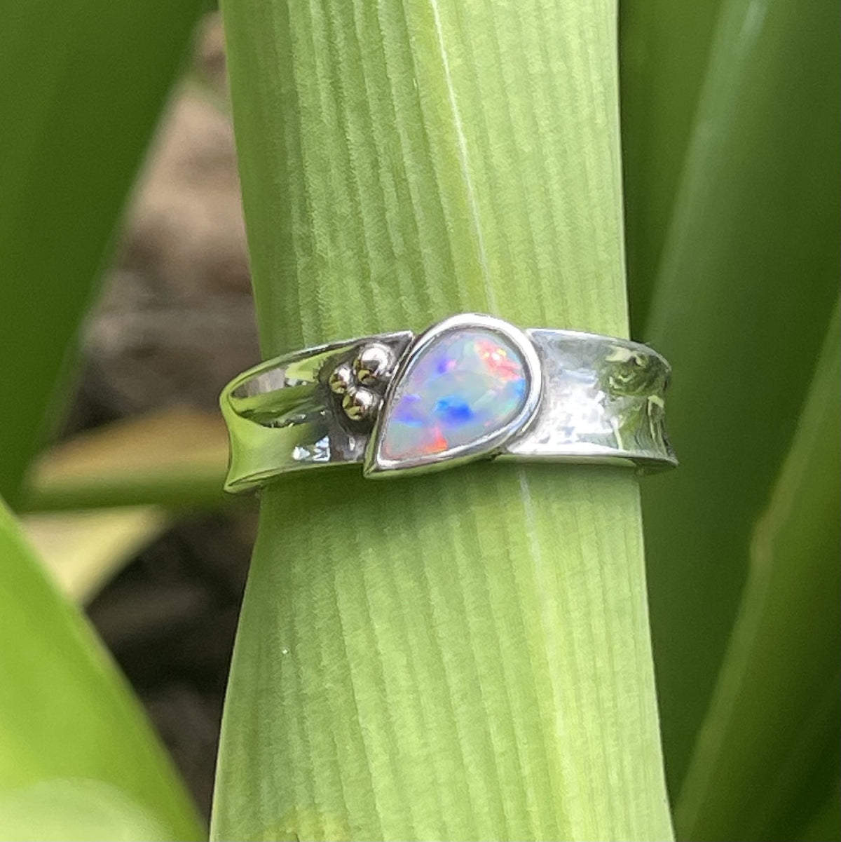 Sterling Silver 9ct Rose Gold Opal Ring