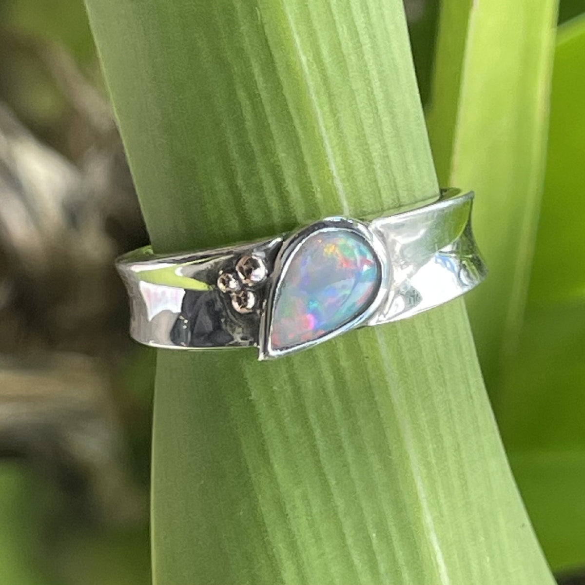 Sterling Silver 9ct Rose Gold Opal Ring