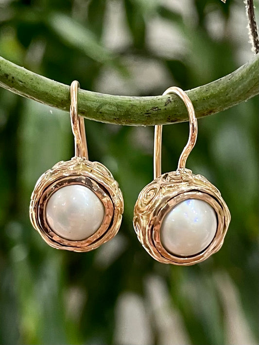 9ct Rose Gold Mabe Pearl Earrings