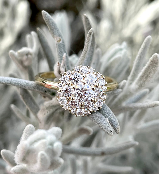 9Y 'halo' style lab grown Diamond Ring 1.040ct