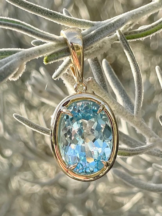 9ct Yellow Gold Blue Topaz 'Enhancer' Pendant