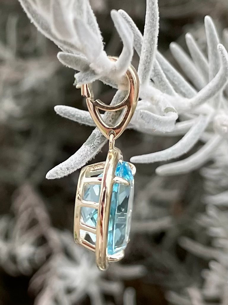 9ct Yellow Gold Blue Topaz 'Enhancer' Pendant