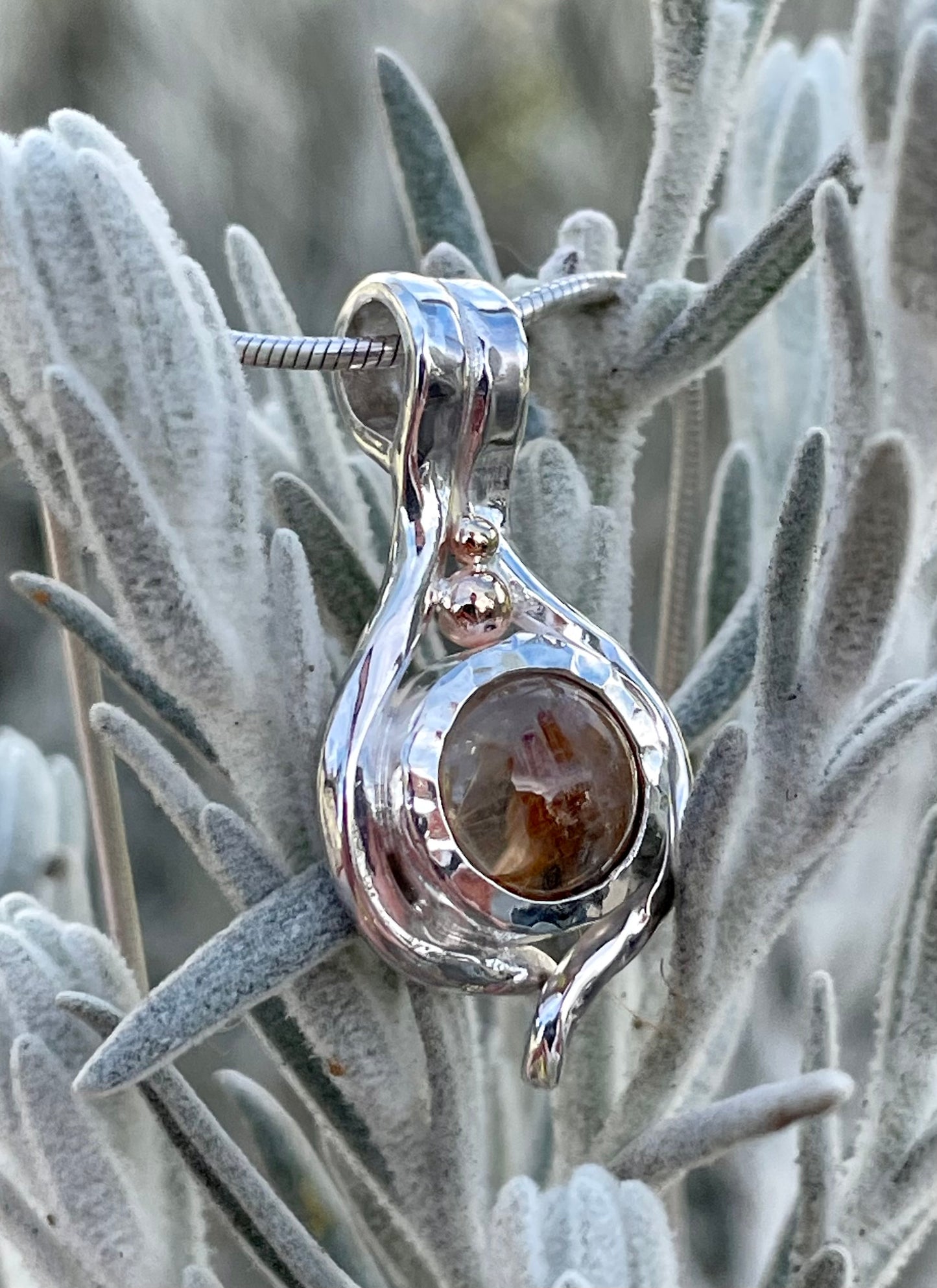 Sterling Silver & 9ct Yellow Gold Rutilated Quartz Pendant