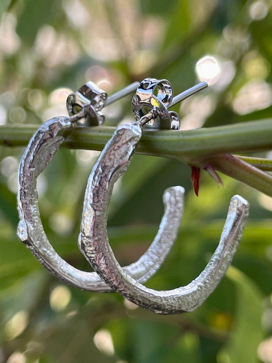 Sterling Silver Branch Hoop Earrings