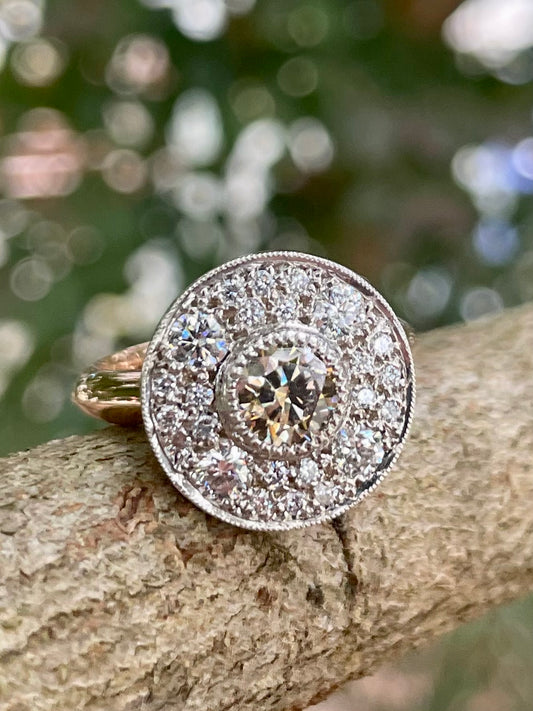 9ct Rose & White Gold Diamond Halo Ring
