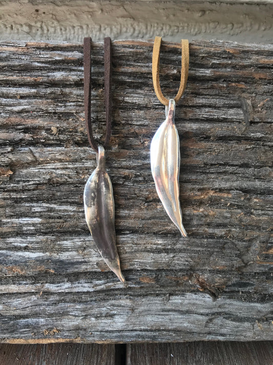 Sterling silver Gum leaf pendant (L3)