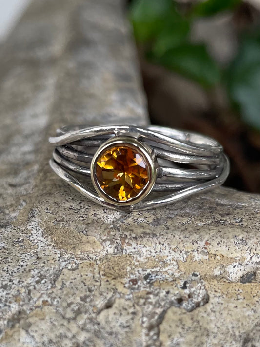 Sterling silver, 9ct yellow gold Citrine Ring