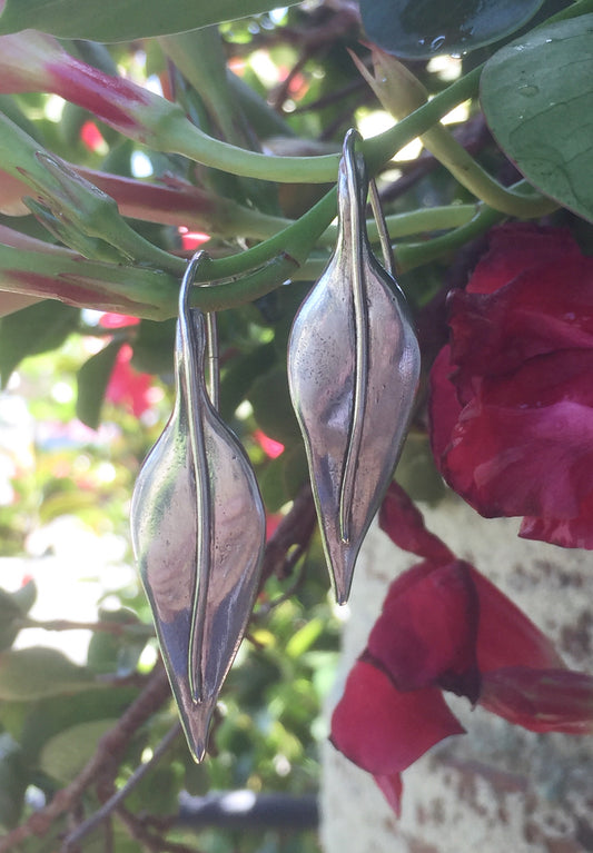 Sterling Silver large Gumleaf Earrings